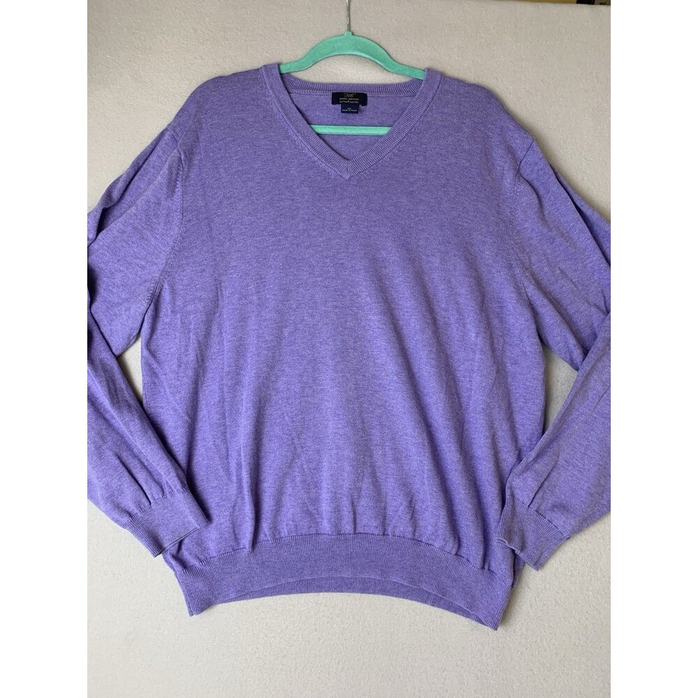 Brooks Brothers V-Neck Sweater Men's XL Purple Supima Cotton Long Sleeve